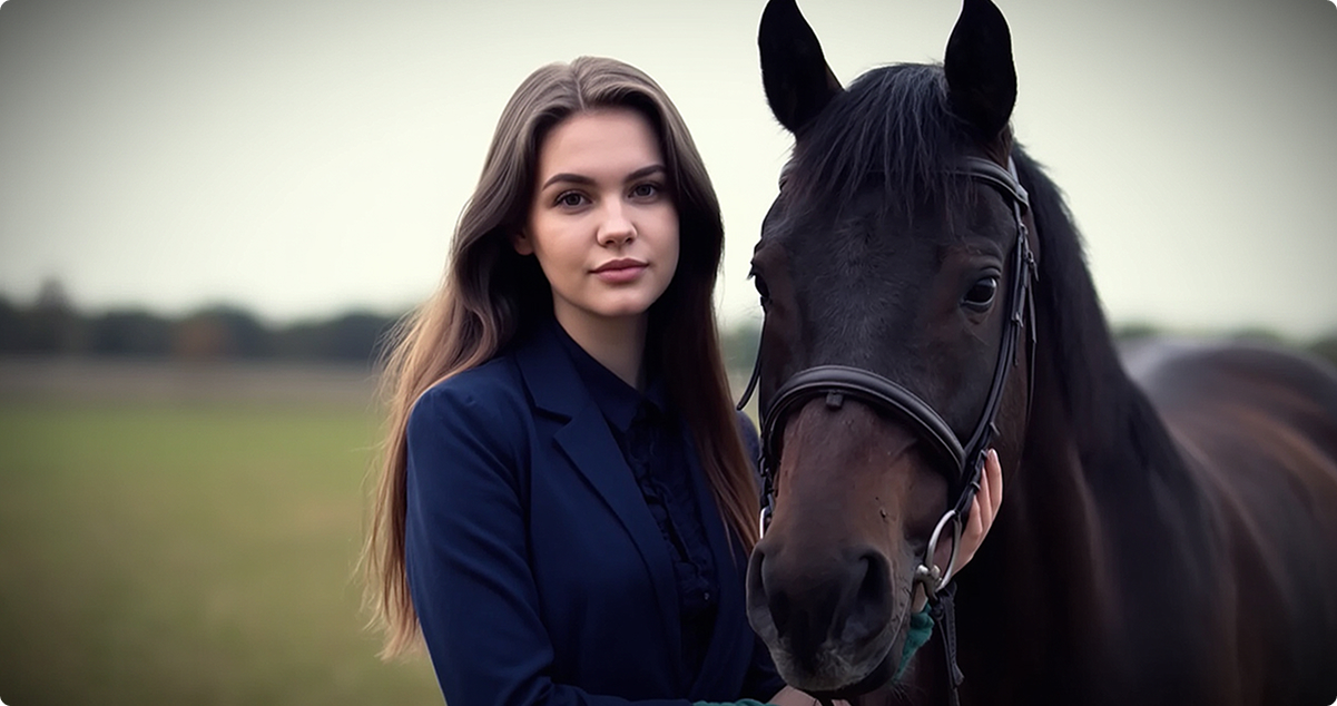 Базила Найманова с лошадью